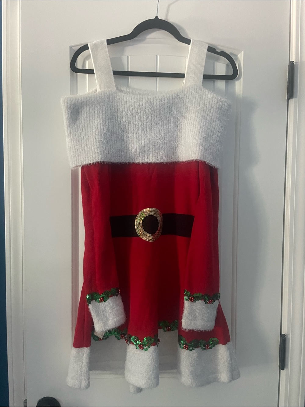 Women’s Red Santa Dress Costume with White Trim